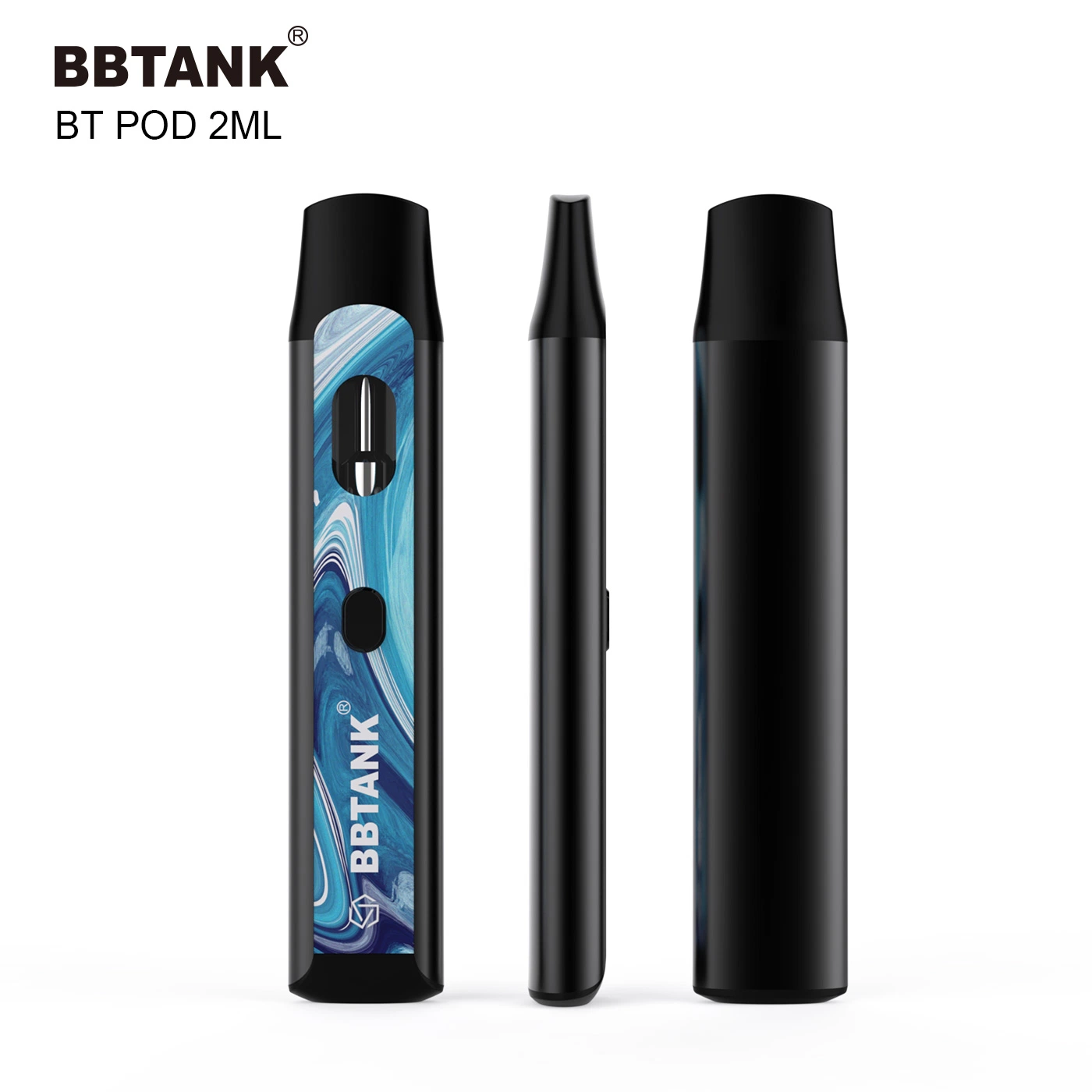 قلم مبخرة سعة 2.0 مل قابل لإعادة الشحن مع علبة BT بوظيفة التسخين المسبق