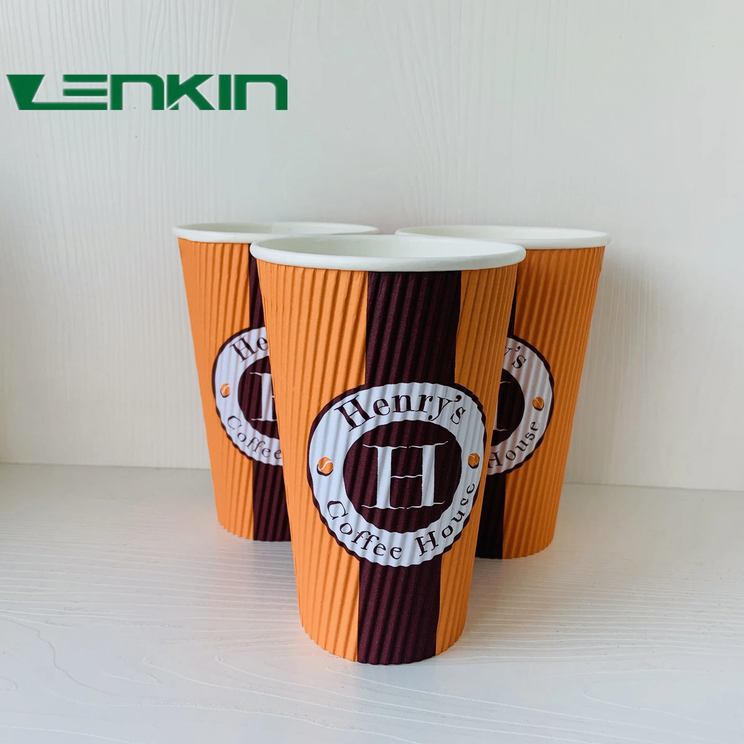 Coffee Holder Paper Cup Ripple Wall Custom OEM Hot Wall Logo Item Style Food PCS Double Design Printing Feature
