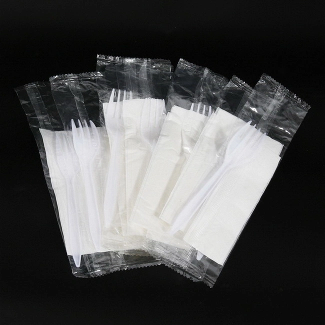 Disposable 2.5g 3G White Plastic Fork Spoon Knife Cutlery Set