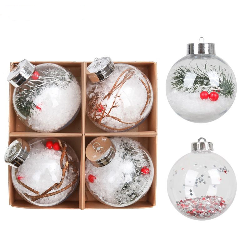 80mm Xmas Tree Ornaments Decoration Transparent Plastic Clear Baubles Craft Christmas Ball