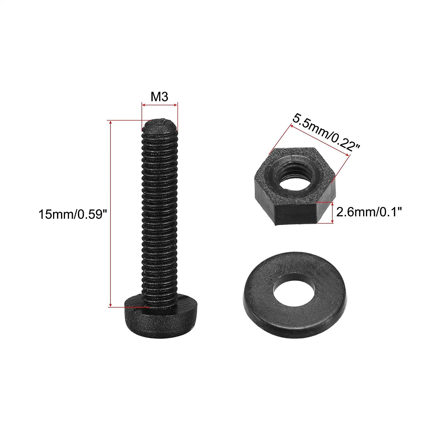 Round Head Machine Screw Bolt Nut Plain Washer