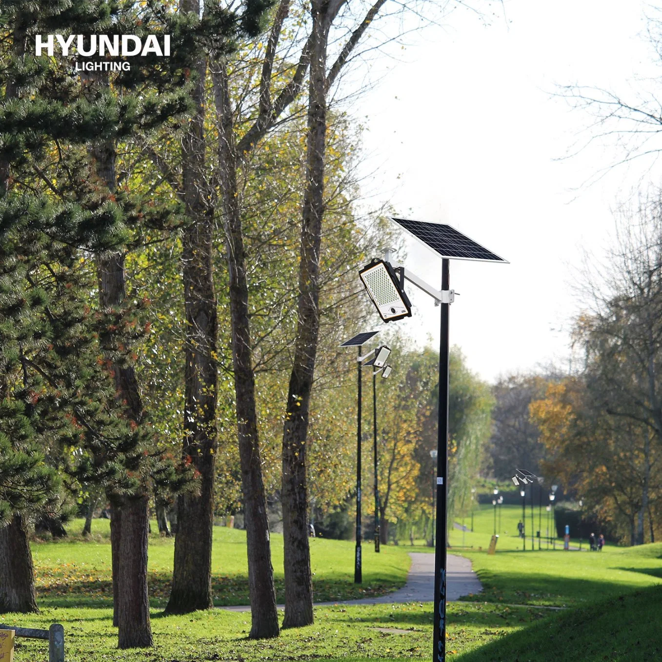 Foco LED solar Hyundai 100W para exteriores com câmara