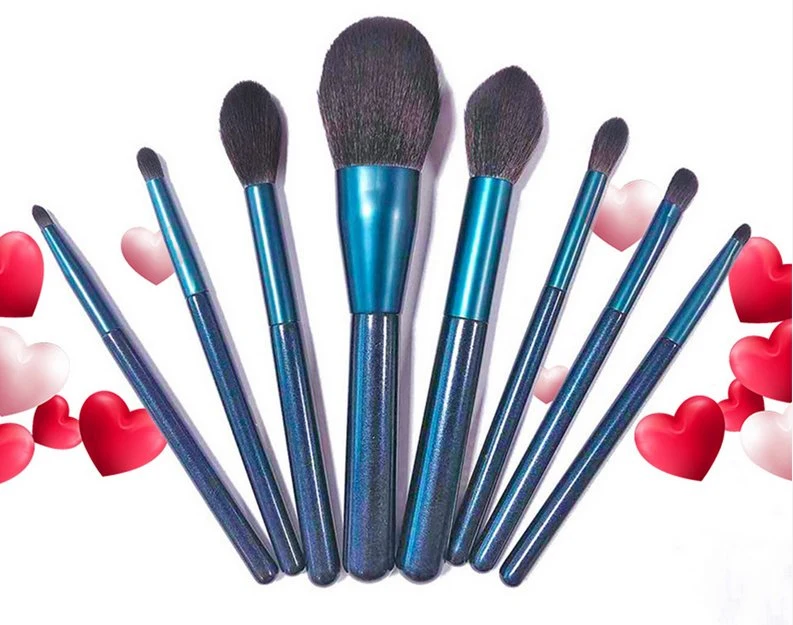 8 PCS Set Blue Magic Brush Soft para la piel fácil Herramientas de maquillaje simple Maquillaje