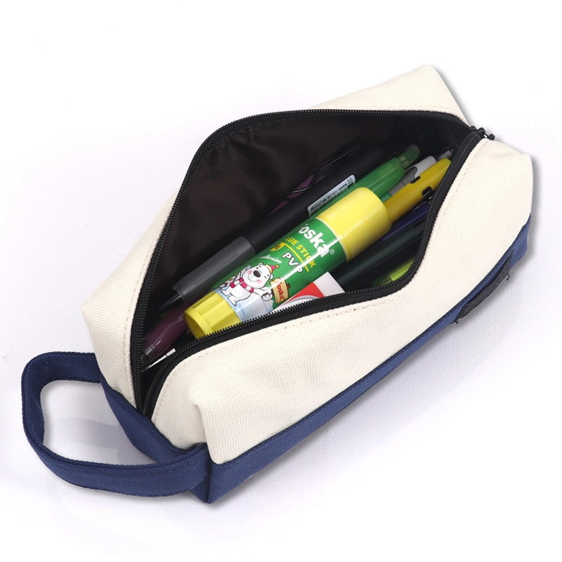 Foska Canvas Colored Student Pencil Bag with Zipper