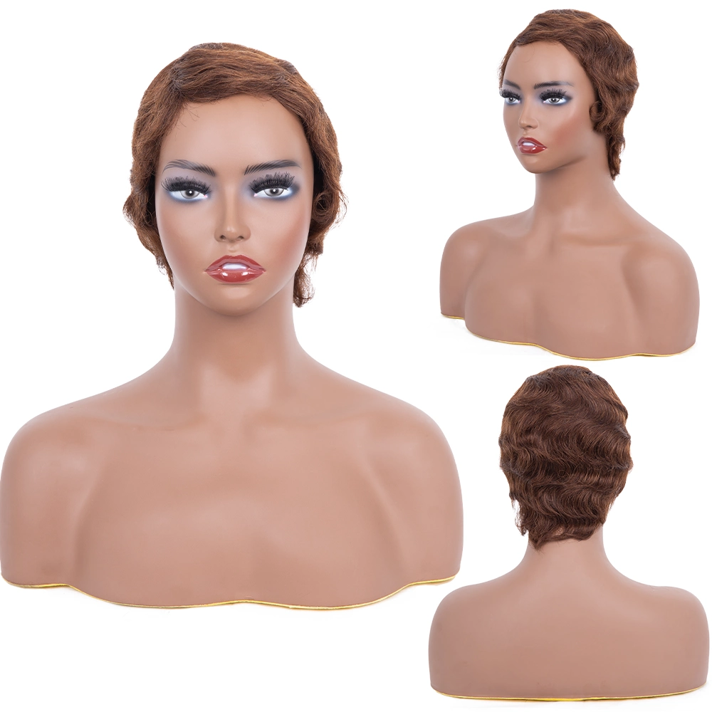 High quality/High cost performance  100% Remy Hair Short Glueless Curly Human Hair Wigs