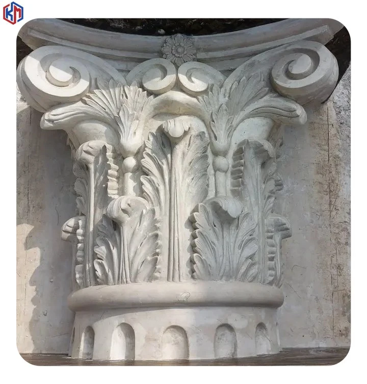 Beige Marble Stone Color Grc Concrete Corinthian Roman Column