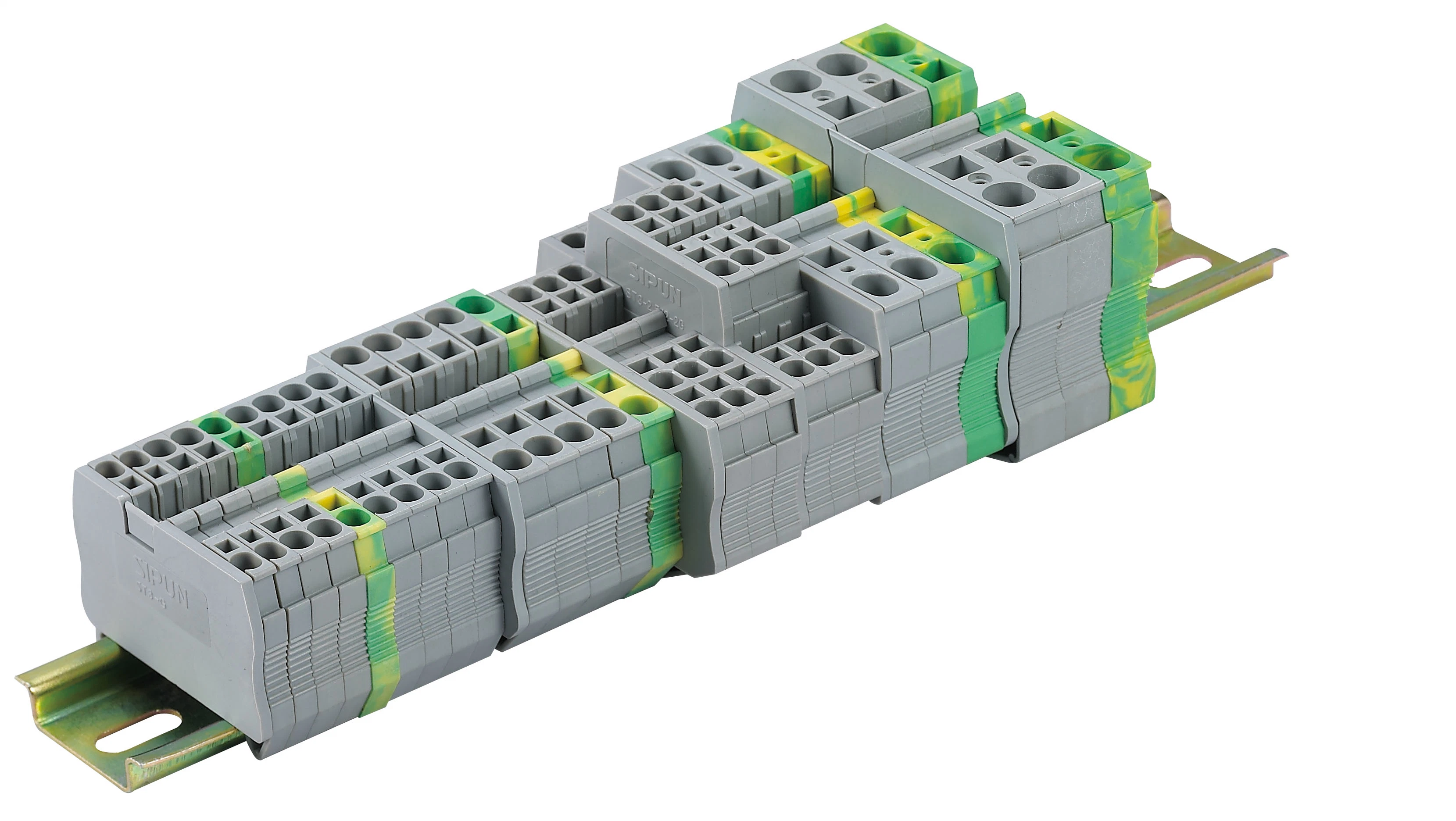 6mm Earthed Screwless Spring Cage DIN Rail Terminal Block