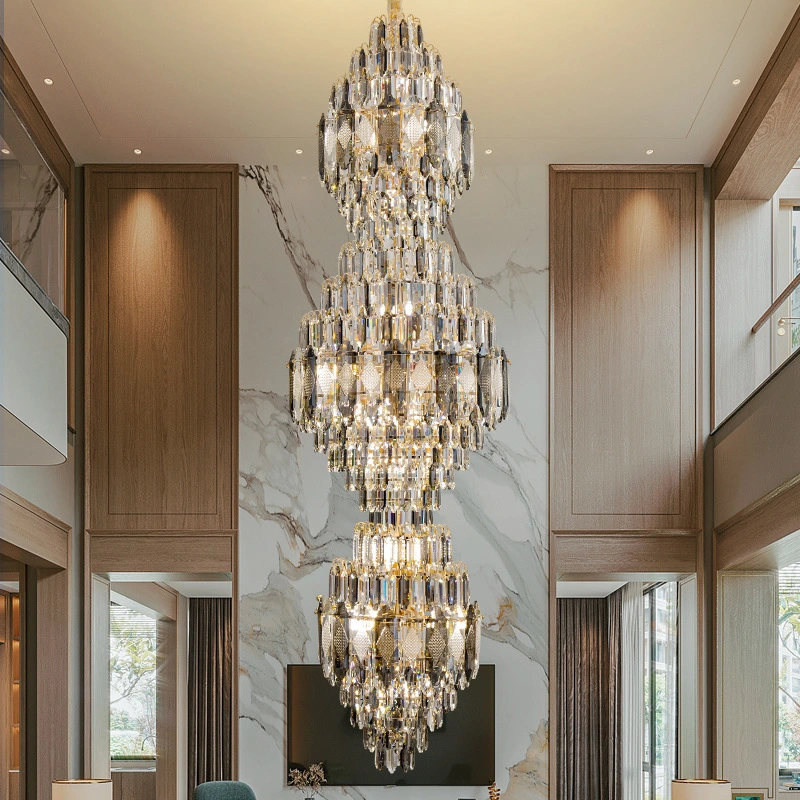 Escalier à vendre moderne de luxe haute qualité cristal grand décoratif Lustre à plafond élevé
