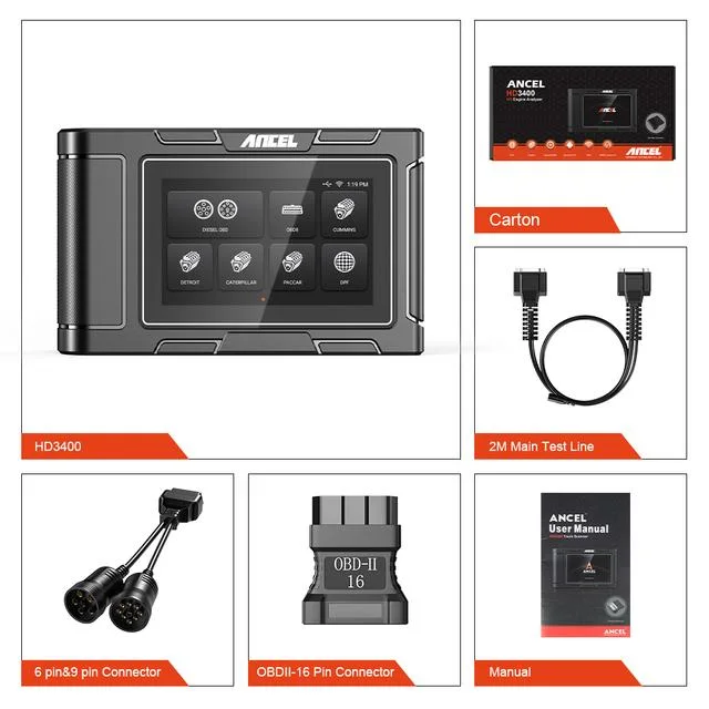 Ancel HD3400 OBD2 escáner sistema completo herramienta de diagnóstico regeneración DPF Para herramientas de exploración de camiones diésel de servicio pesado