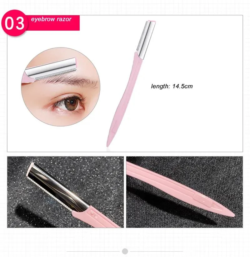 10 Pieces Eyebrow Trimmer Set for Curling, Eyelash Curler, Shaving Scissors, Blackhead and Acne Needle