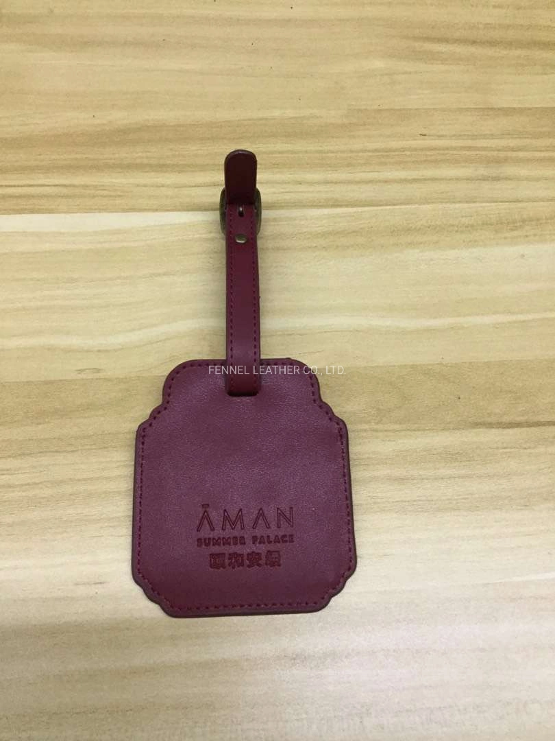 Top Quality Genuine Cow Leather Burgundy Color Luggage Tag (F1523)