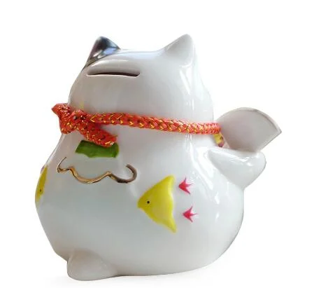 Porcelana japonesa decorativa Cerámica dinero Fortune Lucky Gato