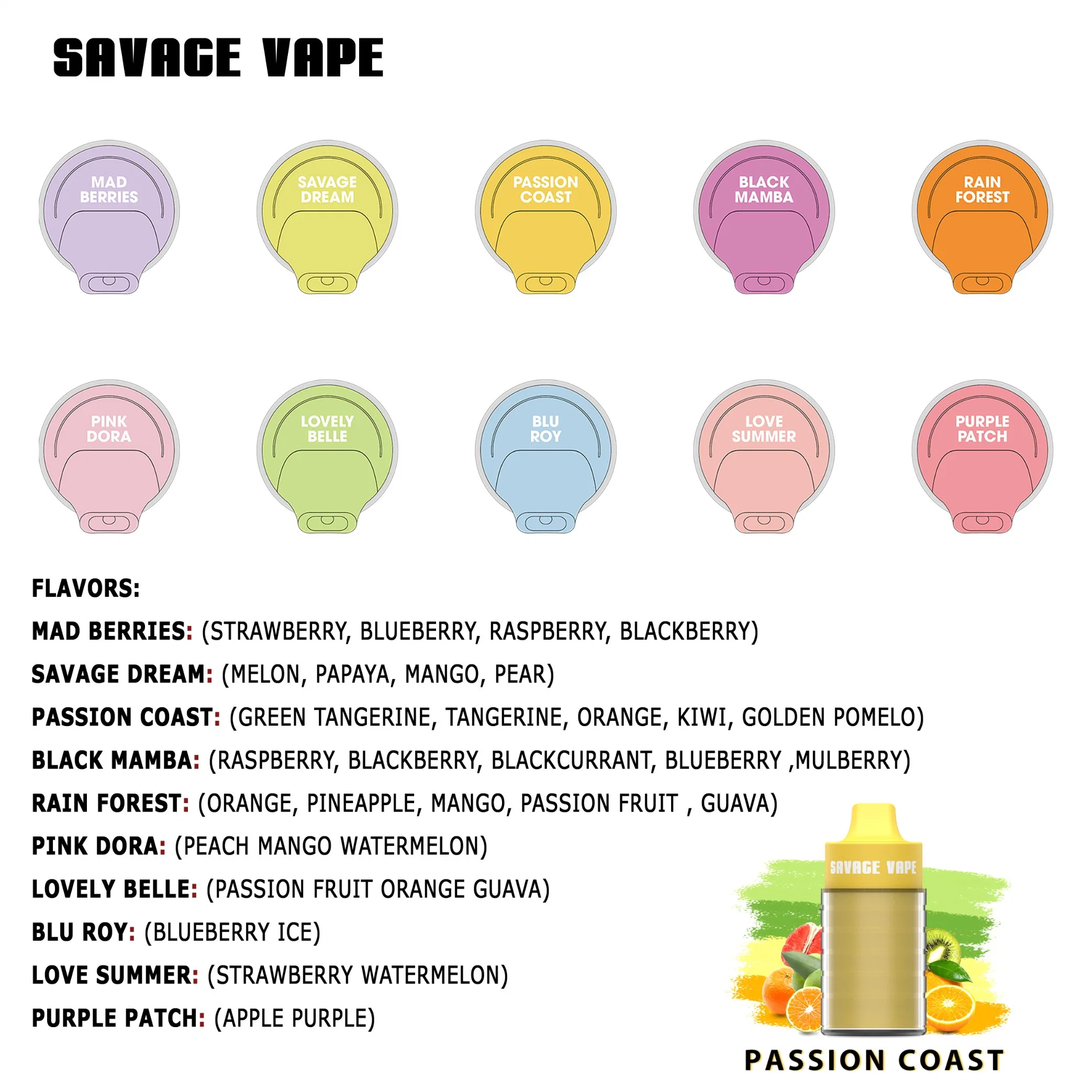 Original Savage crayon E cigarette 10000 puffs jetables Vapes 650 mAh Batterie rechargeable 600 6000 8000 ml chariots préremplis Puff Vape Randm Tornado