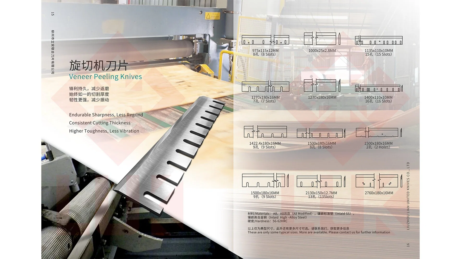 Top-Qualität Holz Industrie Furnier Klinge Chipper Messer Hobel Klinge