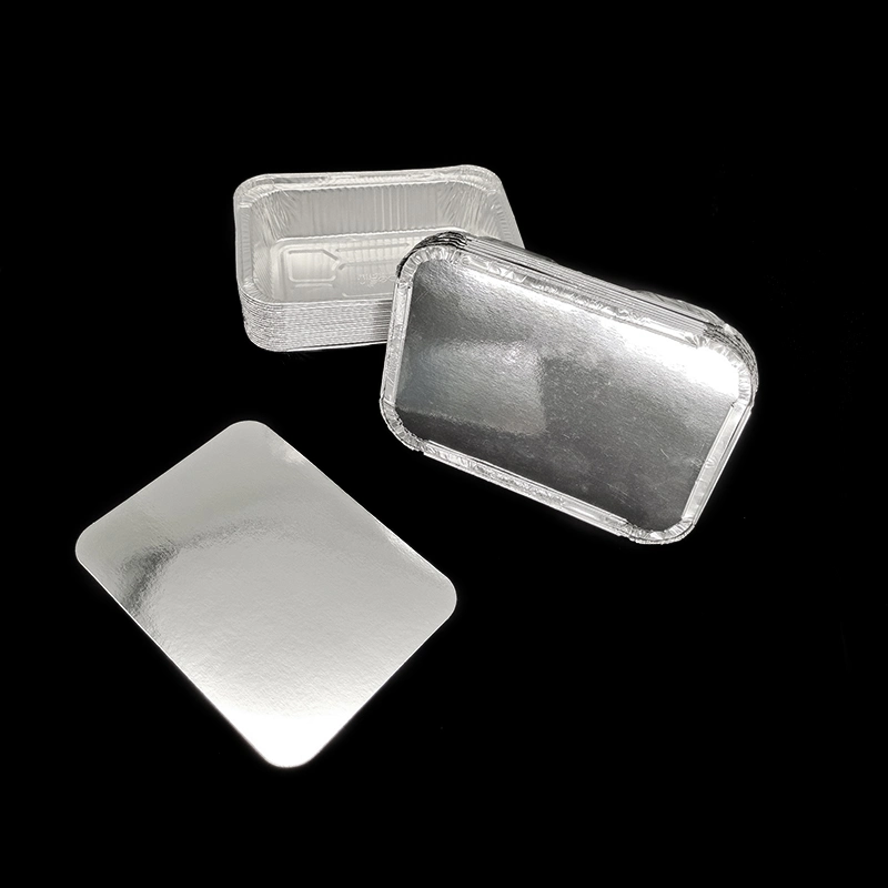 5lb Oblong Aluminum Foil Laminated Cardboard Lids Aluminum Pet Metallized Film Laminated Board Lids for Disposable Aluminum Pan Container