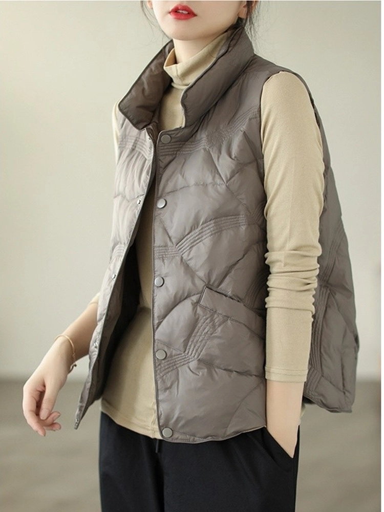 Simple Color Down Cotton Thin Vest Women&prime; S Loose Down Cotton Clothing Wholesale/Supplier