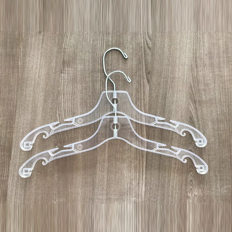 Transparent Plastic Garment Hanger for Adult Clothes with Rotating Metal Hook and Anti-Slip on Shoulder