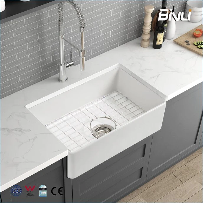 Hygienic Glaze One-Time-Fired Undermount Basin Sanitary Ware Granite Bathroom Ceramic Kitchen Sink