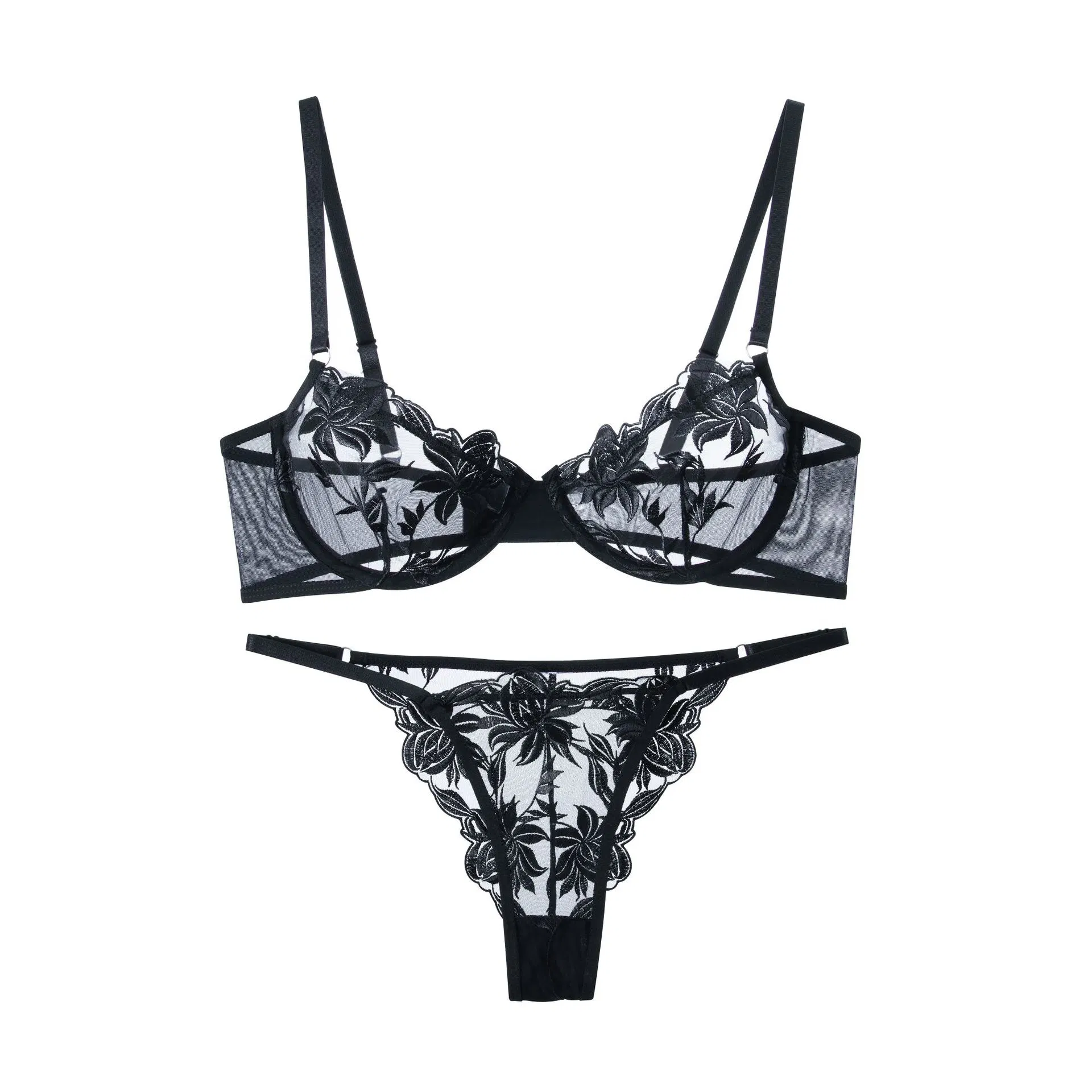 Sous-vêtements en polyester ensemble Lingerie Sexy dentelle Chaîne en métal pour les femmes