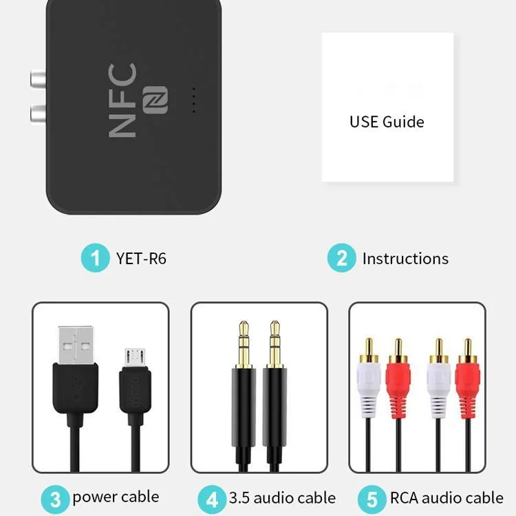 TF NFC Adaptador Bluetooth Bt5.0 HiFi áudio sem fio adaptador receptor