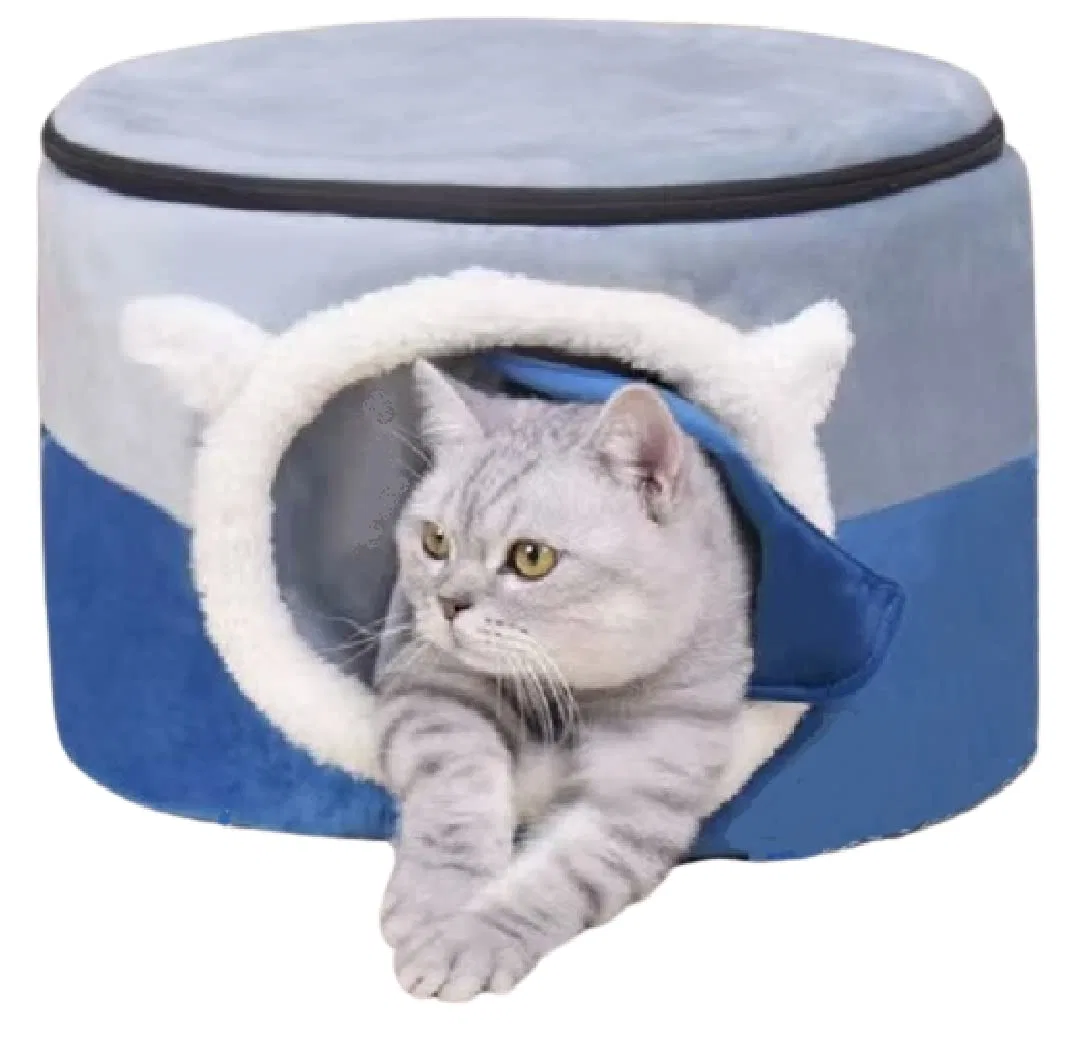 Indoor Pet House with Door Curtain and Super Soft Mat