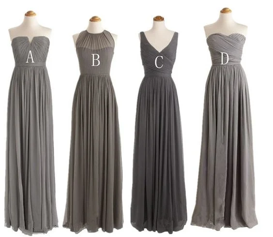 Long Chiffon Bridesmaid Dress Fall Wedding Formal Evening Gown W148658