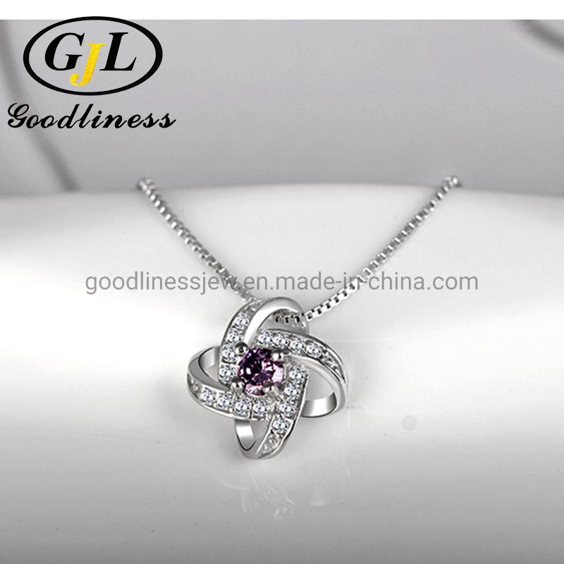 Eternity Love Diamond Necklace Fashion Silver Rhinestone Crystal Pendant Necklace