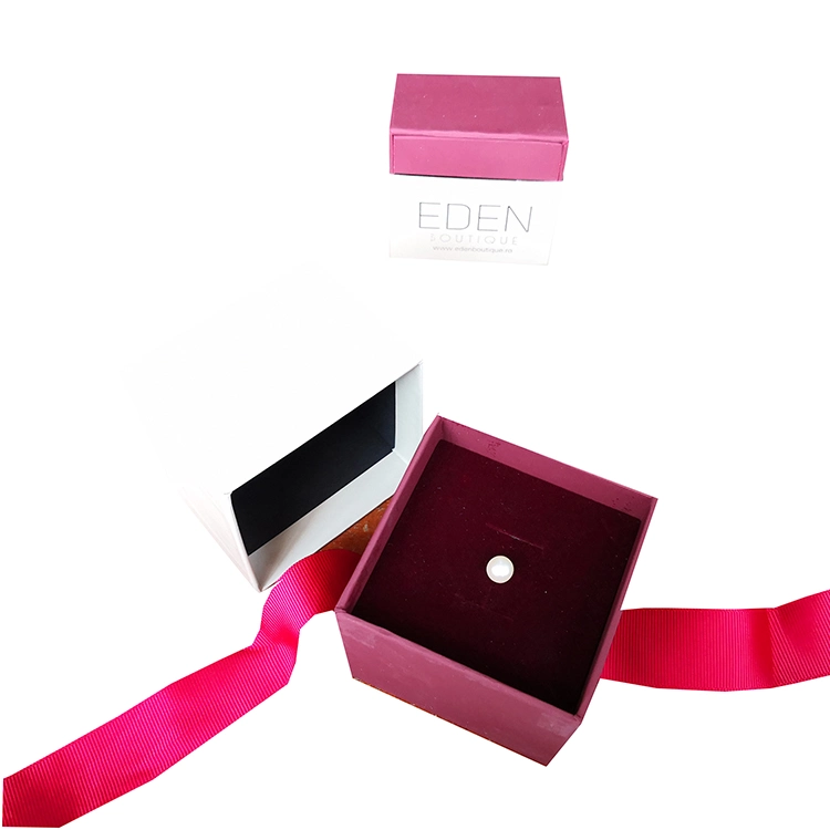 Custom Logo Jewelry Box Earring Ribbon Gift Paper Box