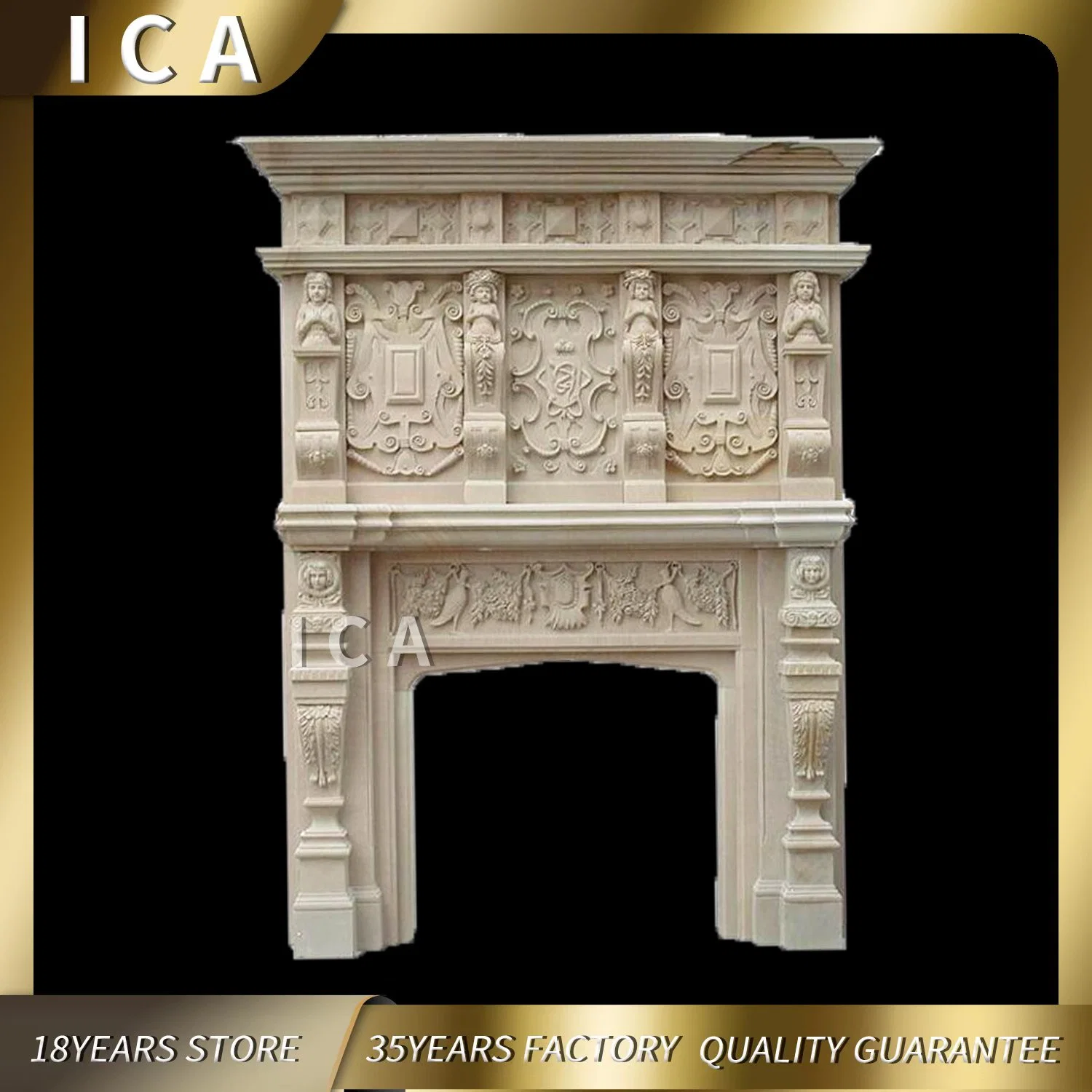 Indoor Use Fireplace Mantle of Natural Stone Marble Fireplace