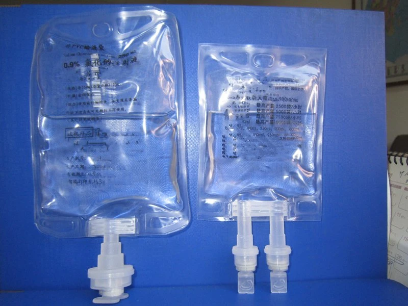 100 مل 250 مل فيلم طبي غير PVC شفاف Saline IV كيس فارغ لا يمكن التخلص منه من مادة PVC IV