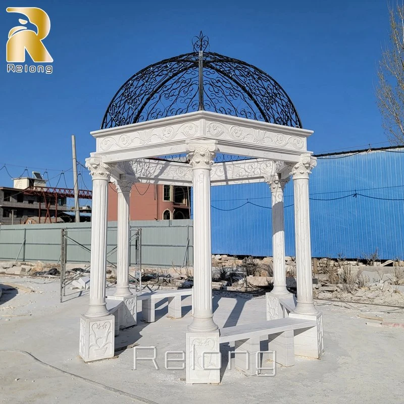 Diseño moderno jardín de piedra de mármol de la naturaleza Gazebo proveedor chino