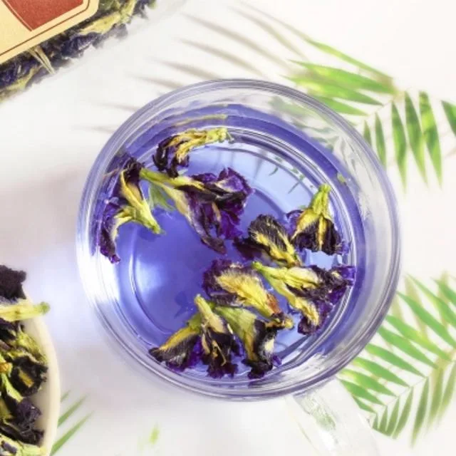 Dried Blue Butterfly Pea Flower Tea Detoxifying Reducing Bloating Healthy Drinking