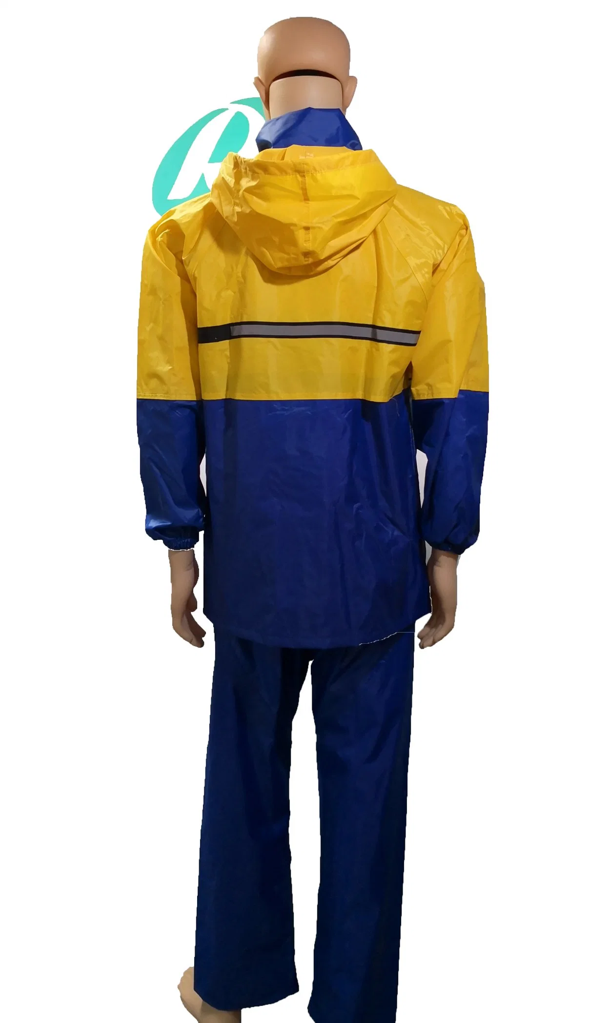 Custom 190t Polyester/PVC Hidden Hooded Rainsuit in Contrast Color