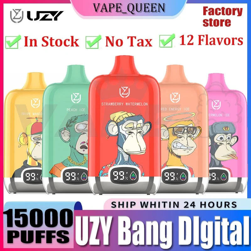 Original Uzy Bang Digital 15000 Puffs Factory Wholesale Price Disposable Vaporizer Vape Pen Kit