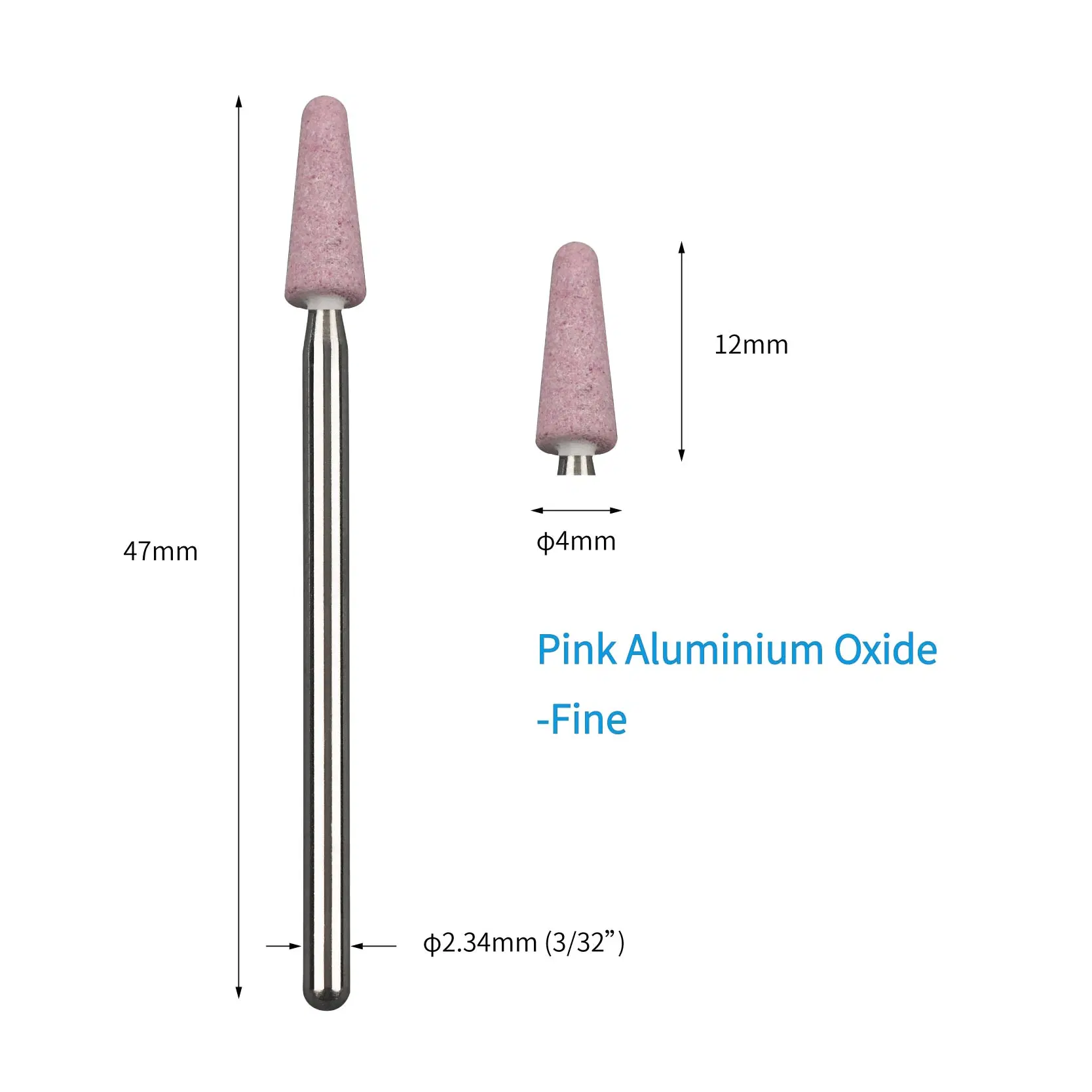 Nail Drill Use Stone Aluminium Oxide Abrasive Mounted Points Bits with Stainless Steel Shank