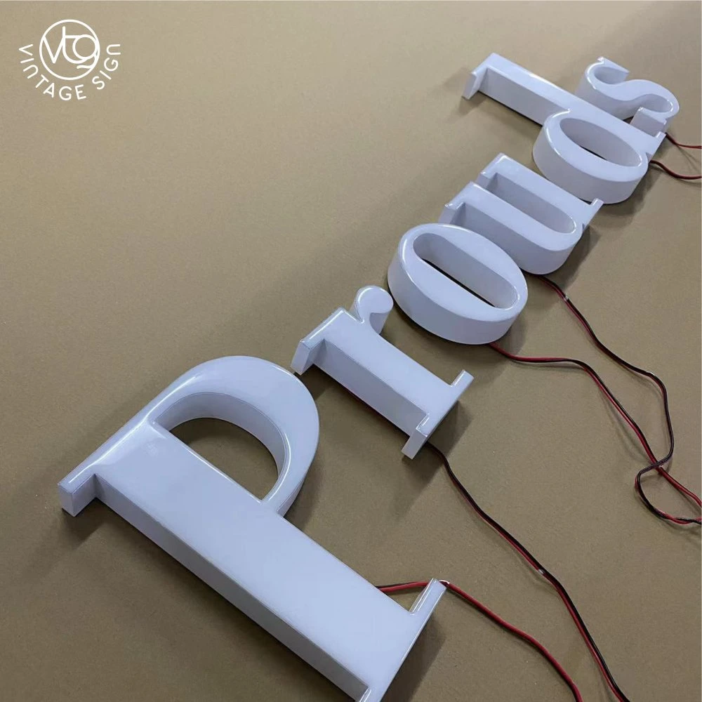 Almacén al aire libre frontal LED LED SIGN Signo acrílico Metal 3D