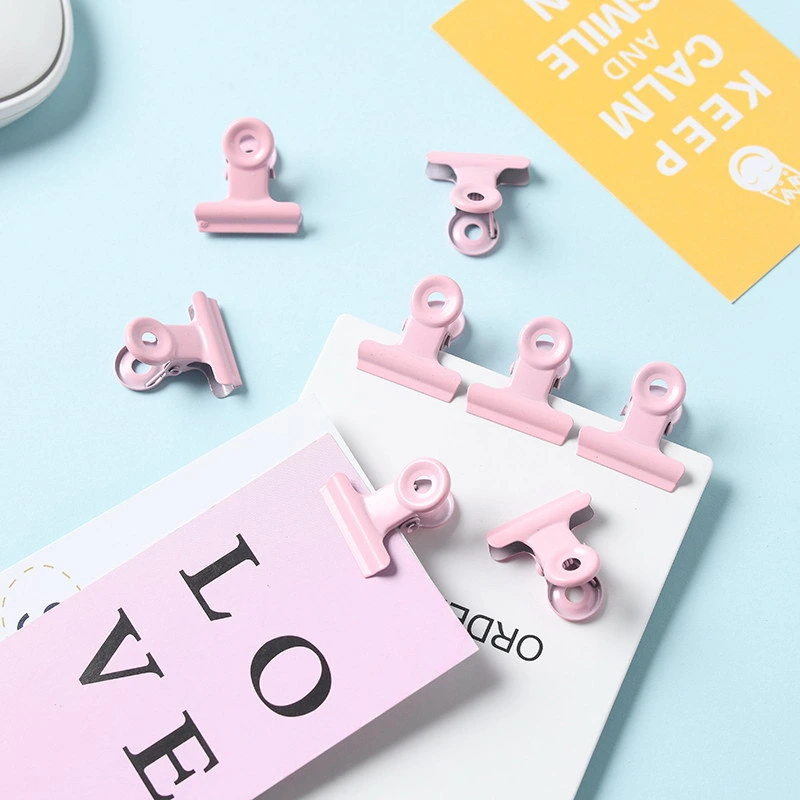 Ins Cute Macaron Metal Paper Clips Set Office Block Clamps Memo Clips