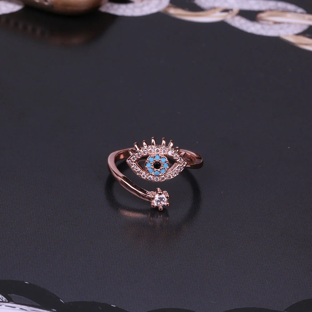 Creative Devil's Eye Copper Zircon Ring Jewelry Ladies Crystal Fashion Ring