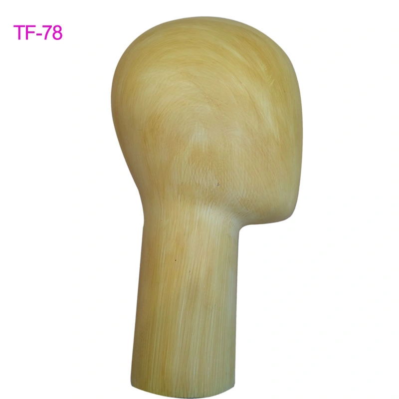 Wooden Looking Faceless Fiberglass Head Mannequin for Display