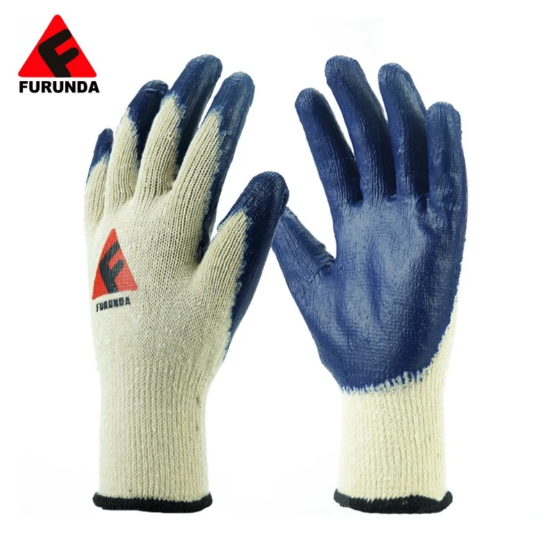 Guantes de seguridad 10g El algodón recubierto de Latex Guantes de trabajo de las arrugas