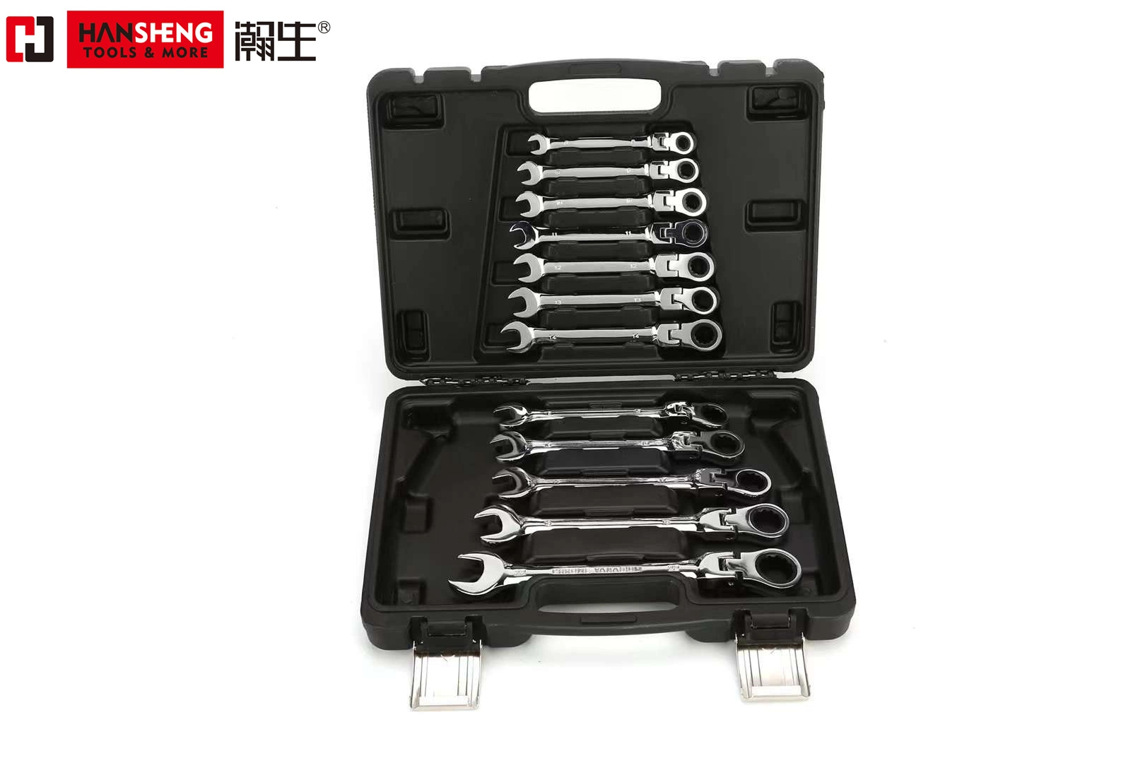 12 PCS (8-22) Flexível uma chave de roquete. Tamanho: 8 9 10 11 12 13 14 15 16 17 19 22mm. 5 Set/CTN, Aço Carbono, CR-V