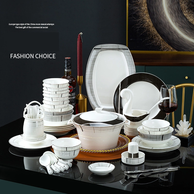Luxury Bone China Plates Sets Dinner Table Set Porcelain Dinnerware Set