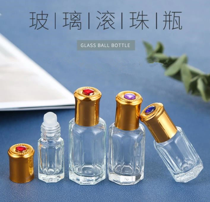 Factory Wholesale 3ml 6ml 9ml 12ml Octagonal Shape Essence Perfume Glass Bottle with Roller Ball