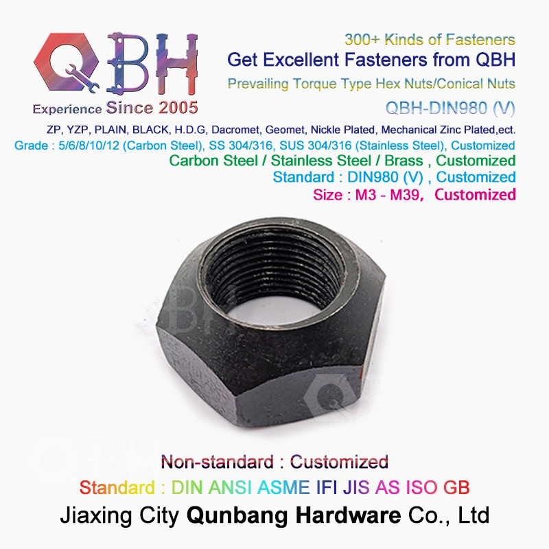 Qbh DIN980 (V) DIN980V DIN980 (V) DIN 980 V HDG Zinc Plated Black Yzp Wheel Hub Lock Hex Conical Nuts Car Auto Accessories