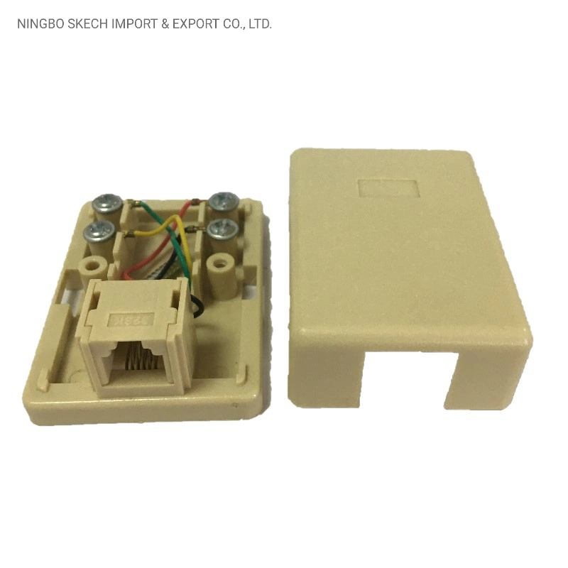 RJ11/rj12 conector hembra de teléfono Caja de teléfono de un solo puerto conector modular de superficie