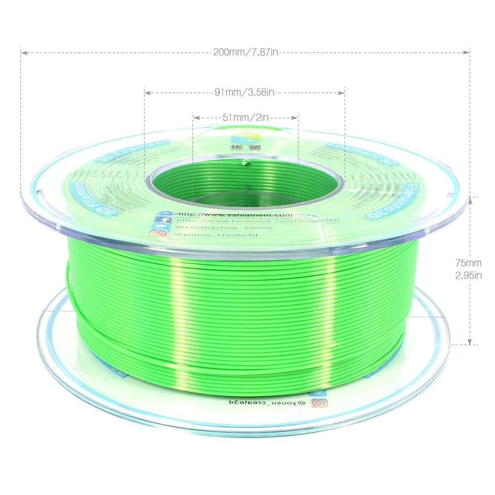 Populaire Nouveau imprimantes 3D de filaments de soie vert PLA 3D haute qualité des matériaux d'impression Kids 3D de l'éducation de la soie Idrawing Pen Pring PLA Filament 1,75 mm 2,85 mm 1000g