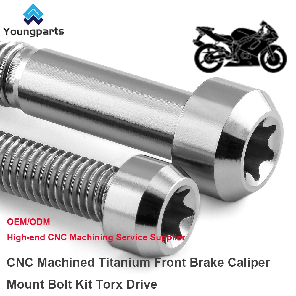 Upgrade Your Braking System with Precision-Made Titanium Front Brake Caliper Mount Bolt Kit - Torx Drive and CNC Turning