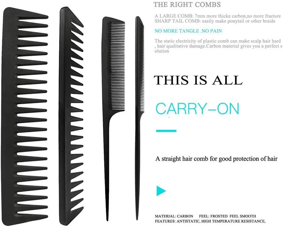 4PCS Paddle Hair Brush, Detangling Brush and Hair Comb Set