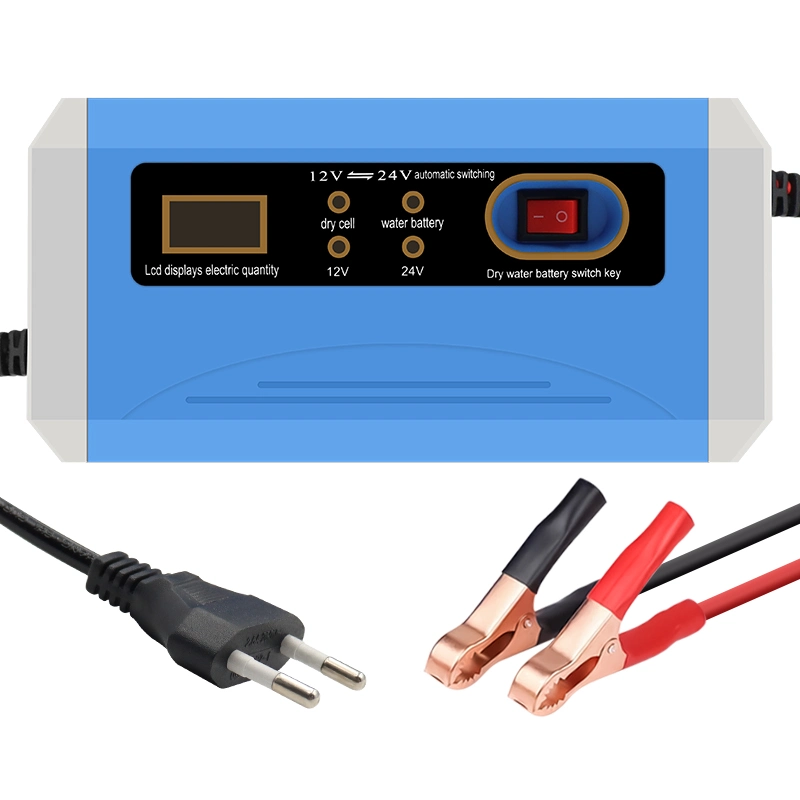 E-Fast 12V 24V 10A Battery Charger with Intelligent Repair Screen Display for Cars and Motorcycles