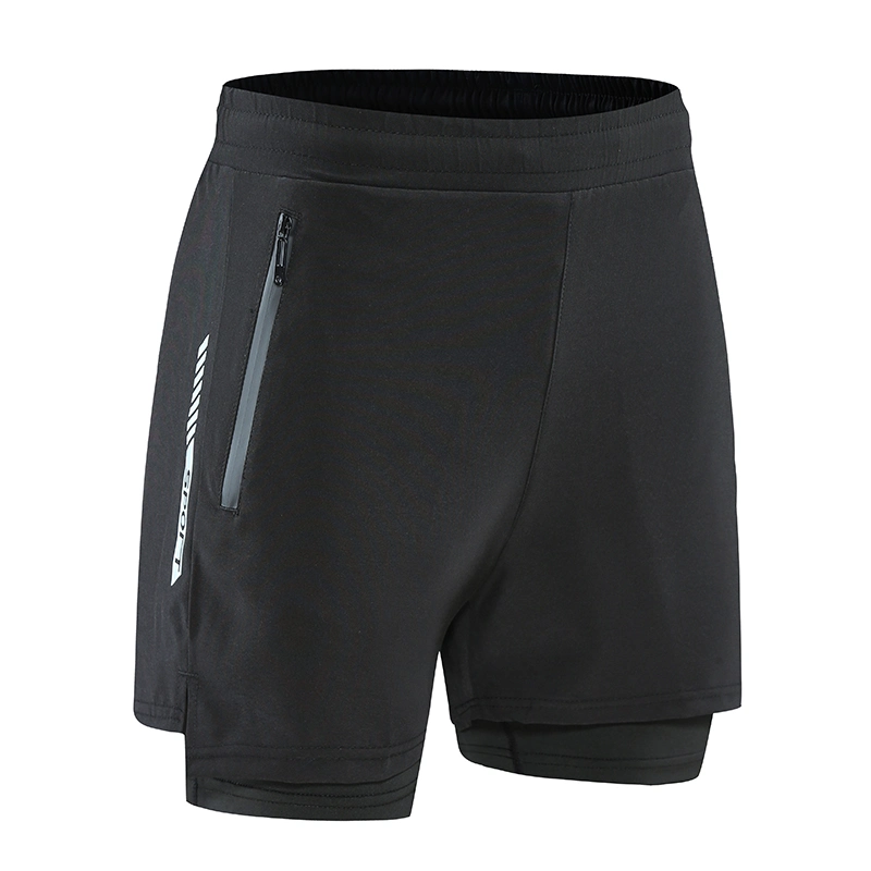 Pantalón corto atlético de doble capa Zipper Pocket Jogger Shorts Hombre de running Ropa de entrenamiento para gimnasio